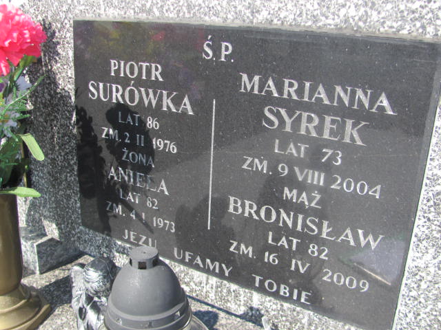 Aniela Surówka Mogilany - Grobonet - Wyszukiwarka osób pochowanych